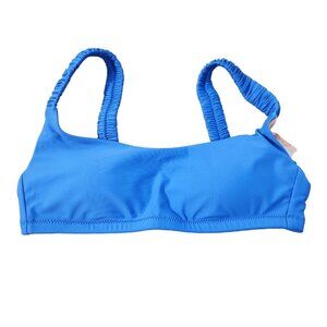 J. Crew Blue Scrunchie Strap Squareneck Bikini Top New With Tags Womens Size XXS